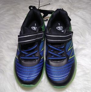 Athletic Works Blue and Green Sneakers with Velcro Straps